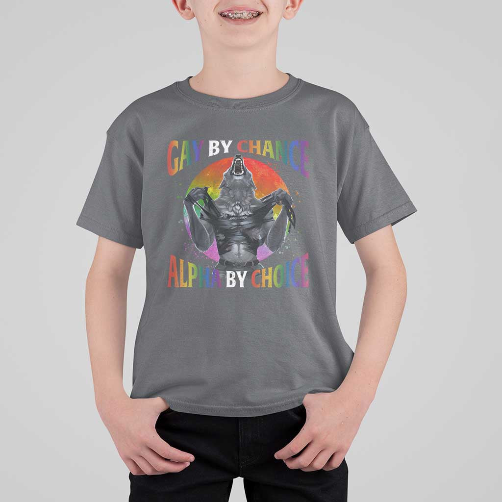 Funny Gay By Chance Alpha By Choice T Shirt For Kid Wolf Alpha LGBTQ - Wonder Print Shop