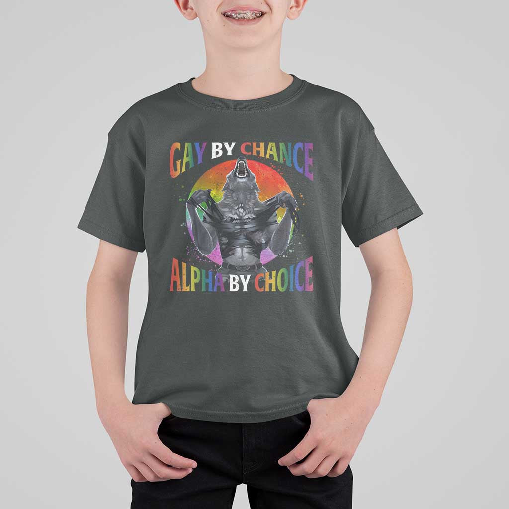 Funny Gay By Chance Alpha By Choice T Shirt For Kid Wolf Alpha LGBTQ - Wonder Print Shop