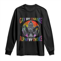 Funny Gay By Chance Alpha By Choice Long Sleeve Shirt Wolf Alpha LGBTQ - Wonder Print Shop