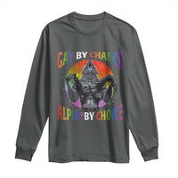 Funny Gay By Chance Alpha By Choice Long Sleeve Shirt Wolf Alpha LGBTQ - Wonder Print Shop