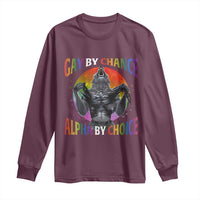 Funny Gay By Chance Alpha By Choice Long Sleeve Shirt Wolf Alpha LGBTQ - Wonder Print Shop
