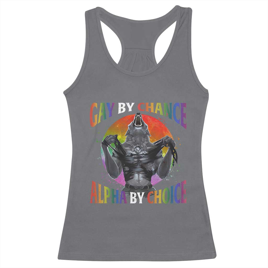Funny Gay By Chance Alpha By Choice Racerback Tank Top Wolf Alpha LGBTQ - Wonder Print Shop