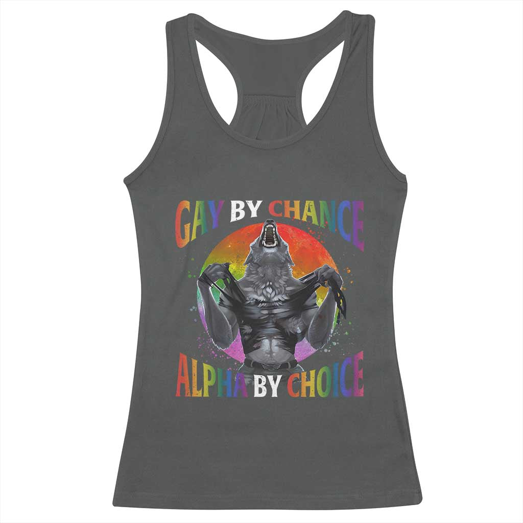 Funny Gay By Chance Alpha By Choice Racerback Tank Top Wolf Alpha LGBTQ - Wonder Print Shop