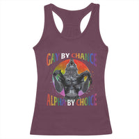 Funny Gay By Chance Alpha By Choice Racerback Tank Top Wolf Alpha LGBTQ - Wonder Print Shop