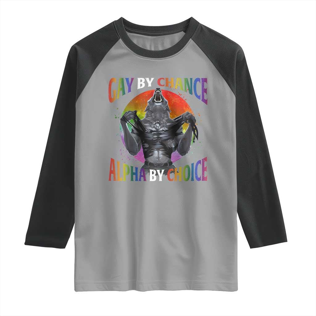 Funny Gay By Chance Alpha By Choice Raglan Shirt Wolf Alpha LGBTQ - Wonder Print Shop