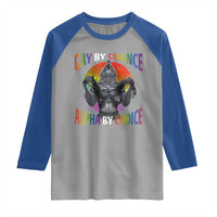 Funny Gay By Chance Alpha By Choice Raglan Shirt Wolf Alpha LGBTQ - Wonder Print Shop