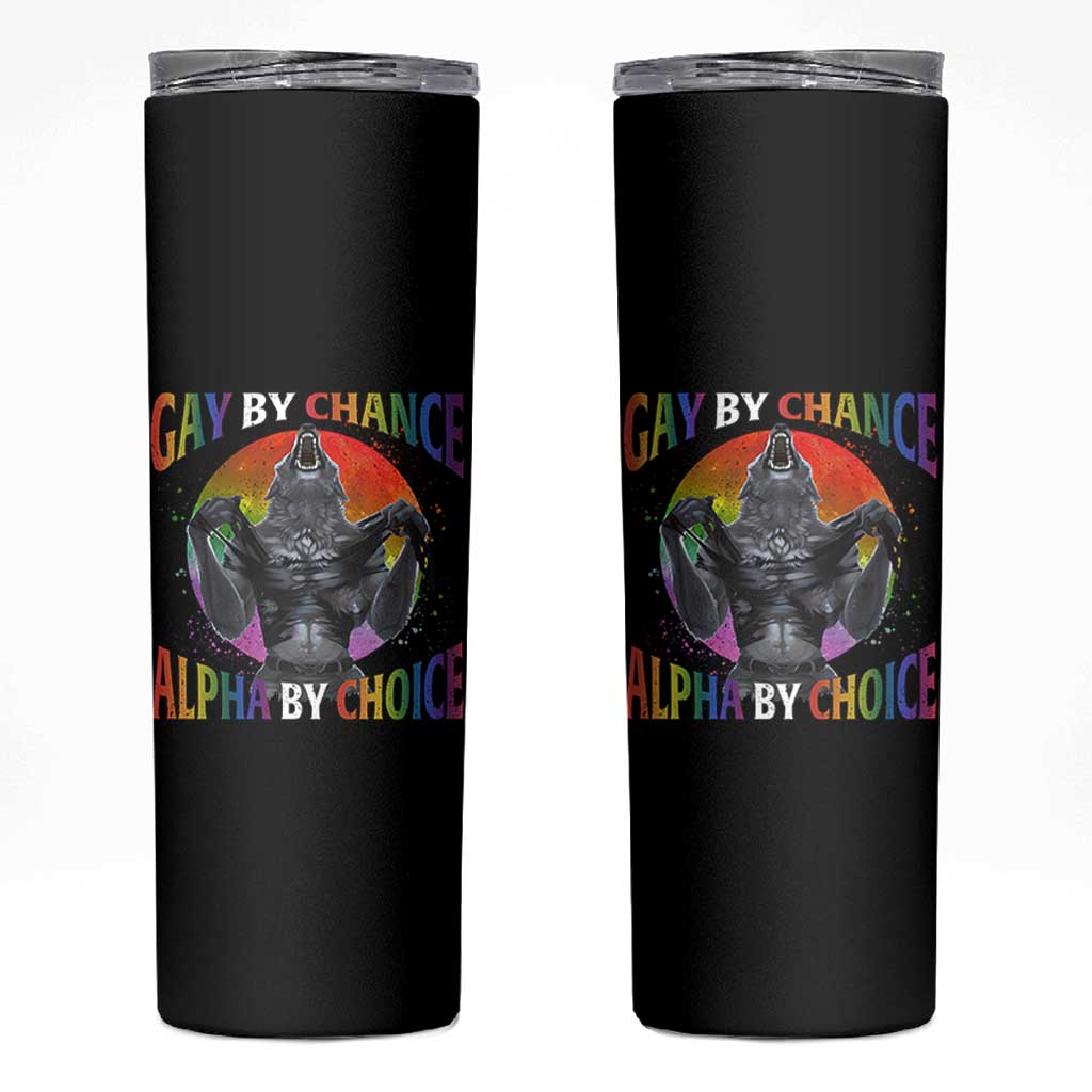 Funny Gay By Chance Alpha By Choice Skinny Tumbler Wolf Alpha LGBTQ - Wonder Print Shop