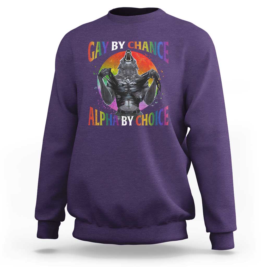 Funny Gay By Chance Alpha By Choice Sweatshirt Wolf Alpha LGBTQ - Wonder Print Shop