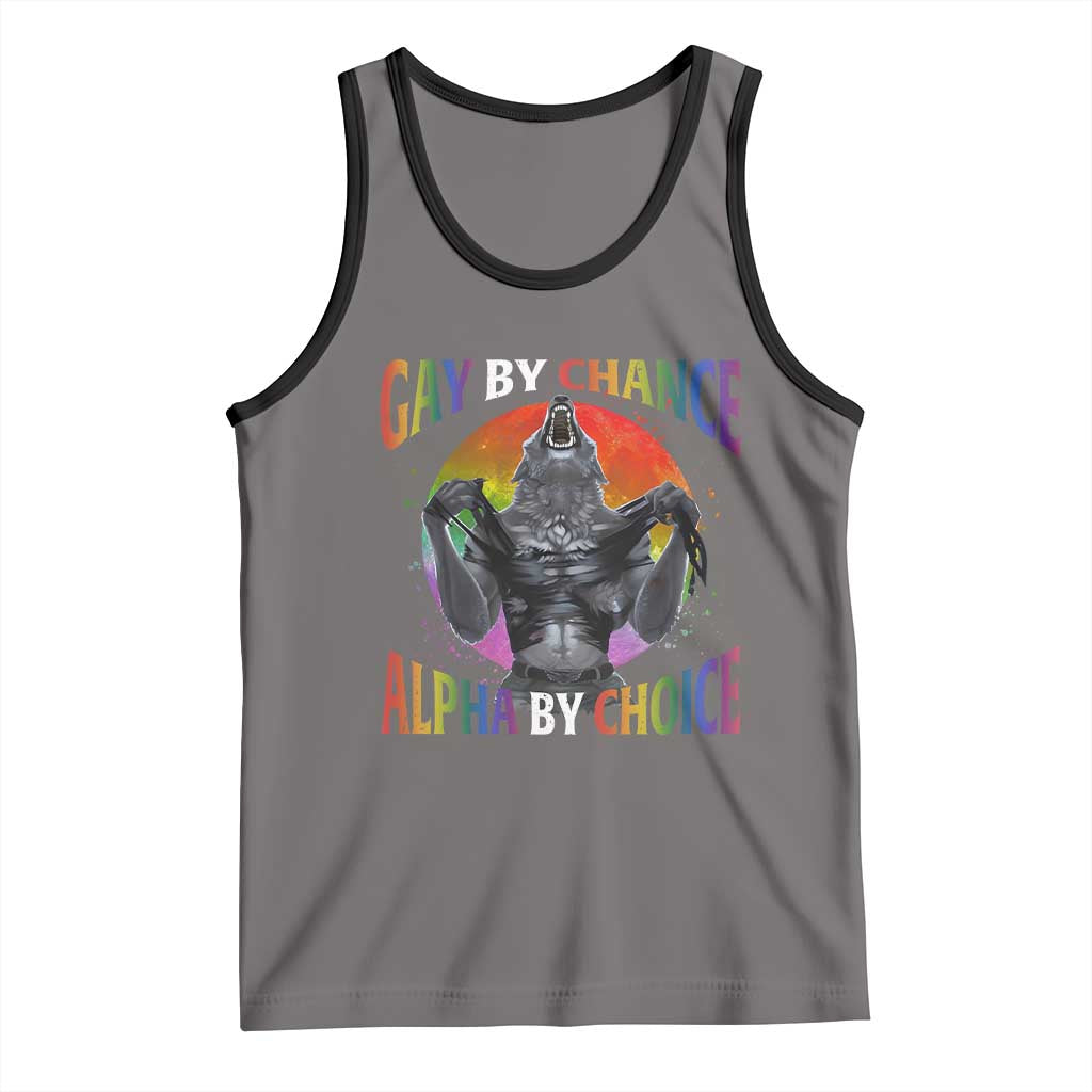 Funny Gay By Chance Alpha By Choice Tank Top Wolf Alpha LGBTQ - Wonder Print Shop