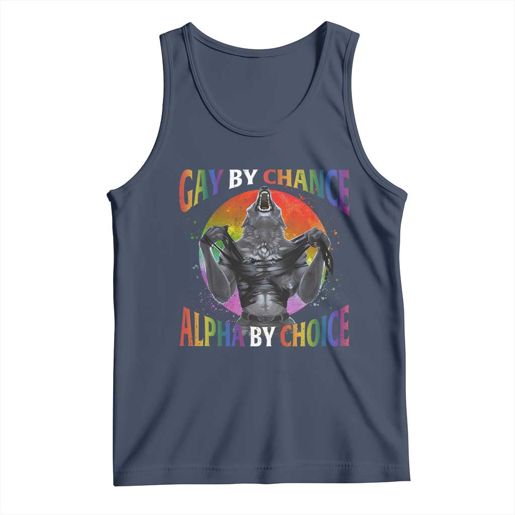 Funny Gay By Chance Alpha By Choice Tank Top Wolf Alpha LGBTQ - Wonder Print Shop