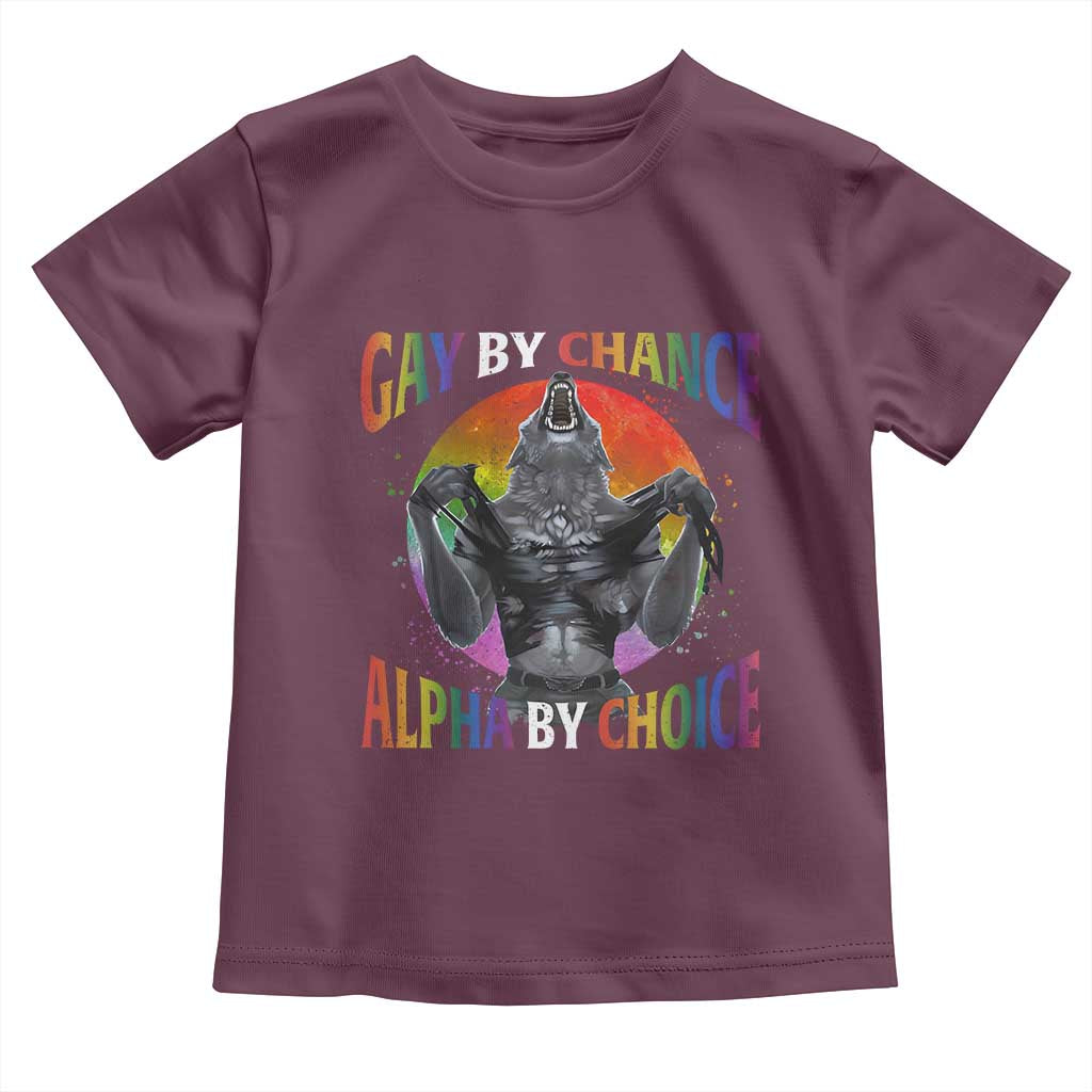 Funny Gay By Chance Alpha By Choice Toddler T Shirt Wolf Alpha LGBTQ - Wonder Print Shop
