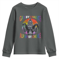 Funny Gay By Chance Alpha By Choice Youth Sweatshirt Wolf Alpha LGBTQ - Wonder Print Shop