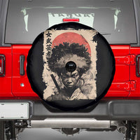 African American Female Samurai Warrior Spare Tire Cover Japanese Art Black Onna Bugeisha