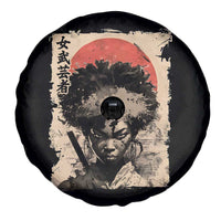 African American Female Samurai Warrior Spare Tire Cover Japanese Art Black Onna Bugeisha