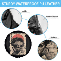 African American Female Samurai Warrior Spare Tire Cover Japanese Art Black Onna Bugeisha