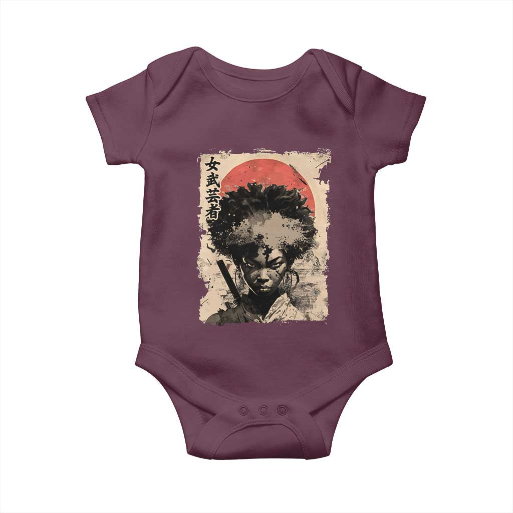 African American Female Samurai Warrior Baby Onesie Japanese Art Black Onna Bugeisha
