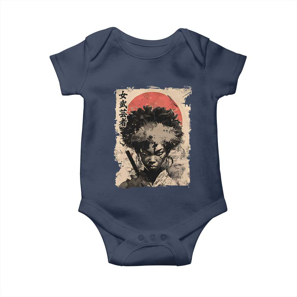 African American Female Samurai Warrior Baby Onesie Japanese Art Black Onna Bugeisha