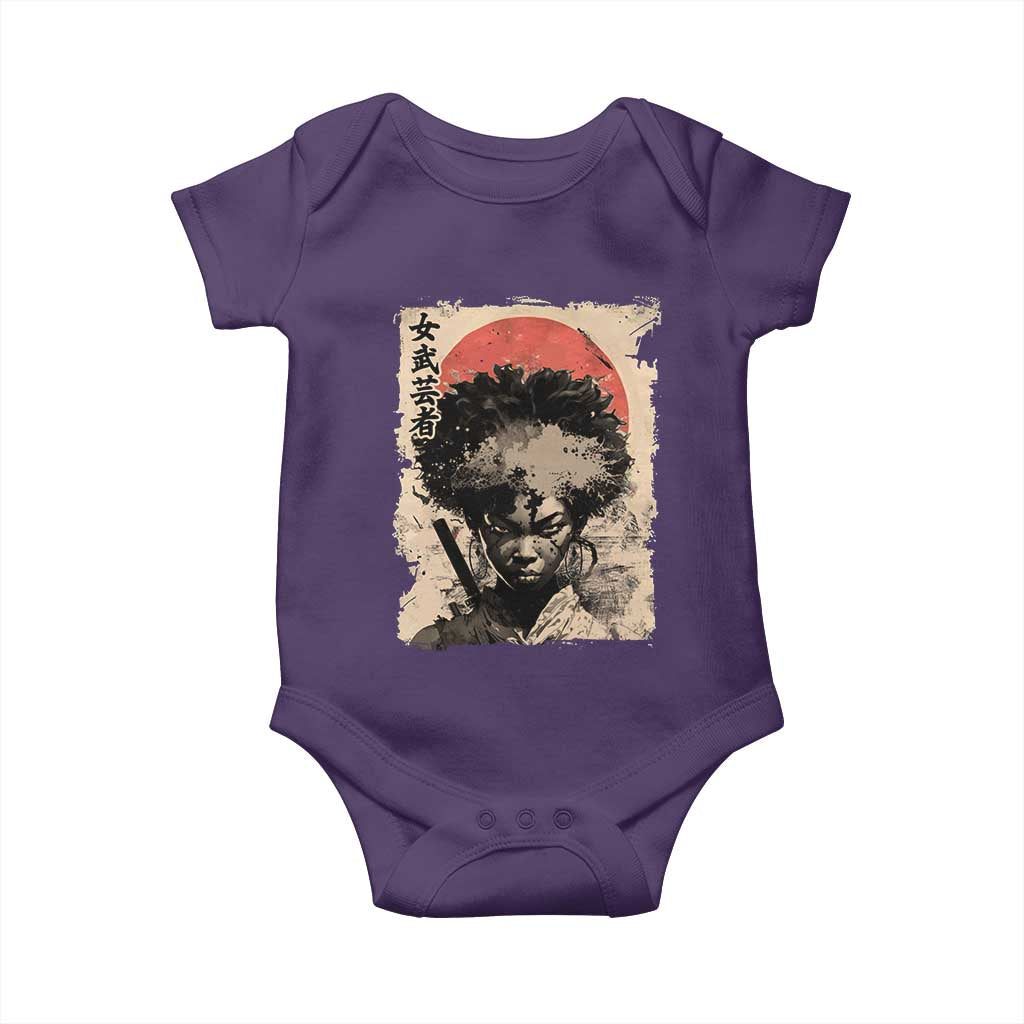 African American Female Samurai Warrior Baby Onesie Japanese Art Black Onna Bugeisha