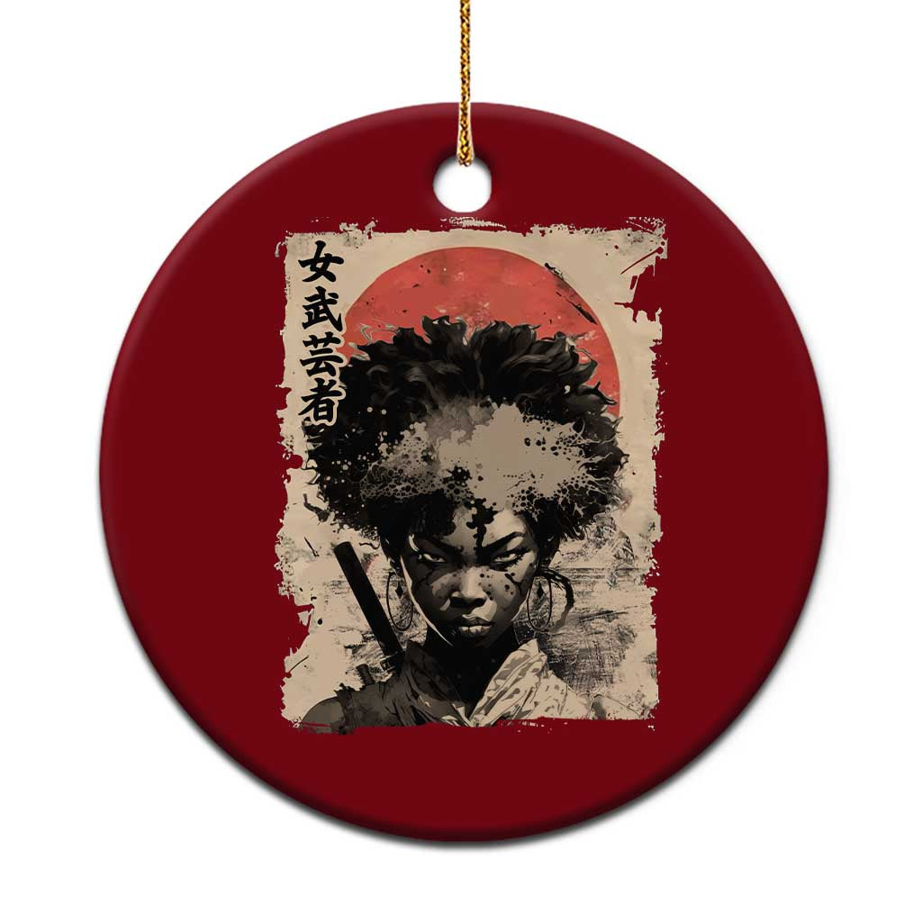 African American Female Samurai Warrior Ceramic Ornament Japanese Art Black Onna Bugeisha