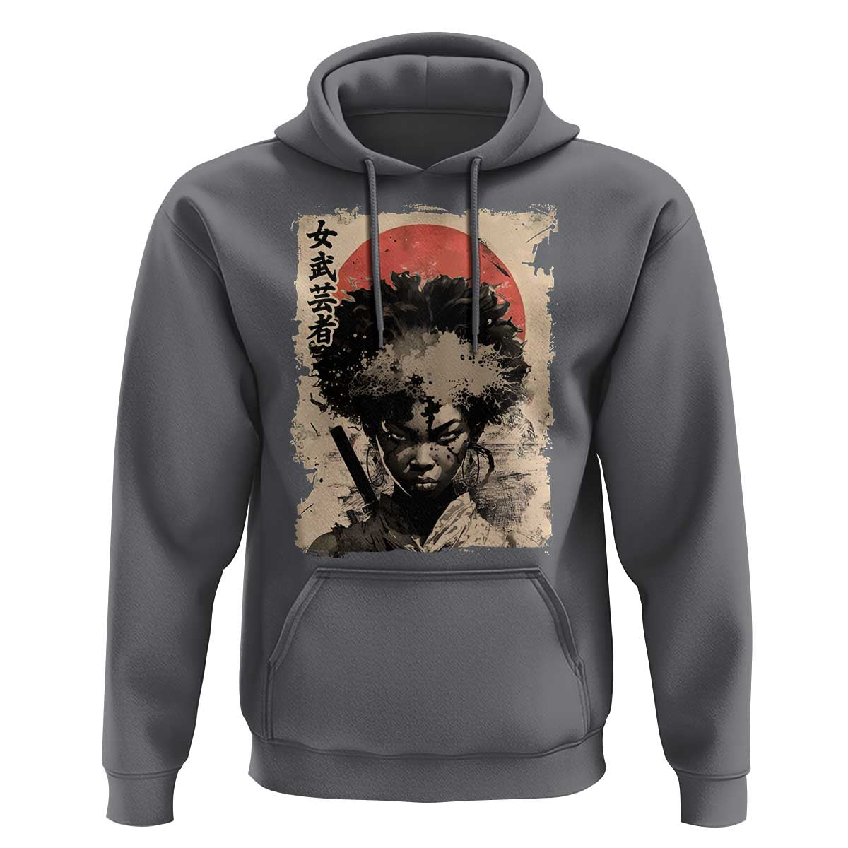 African American Female Samurai Warrior Hoodie Japanese Art Black Onna Bugeisha