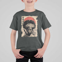 African American Female Samurai Warrior T Shirt For Kid Japanese Art Black Onna Bugeisha