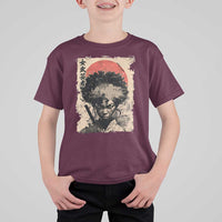 African American Female Samurai Warrior T Shirt For Kid Japanese Art Black Onna Bugeisha