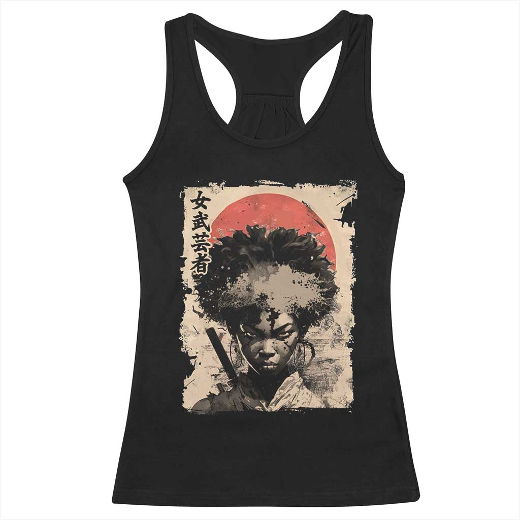 African American Female Samurai Warrior Racerback Tank Top Japanese Art Black Onna Bugeisha