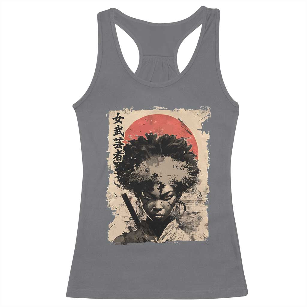African American Female Samurai Warrior Racerback Tank Top Japanese Art Black Onna Bugeisha