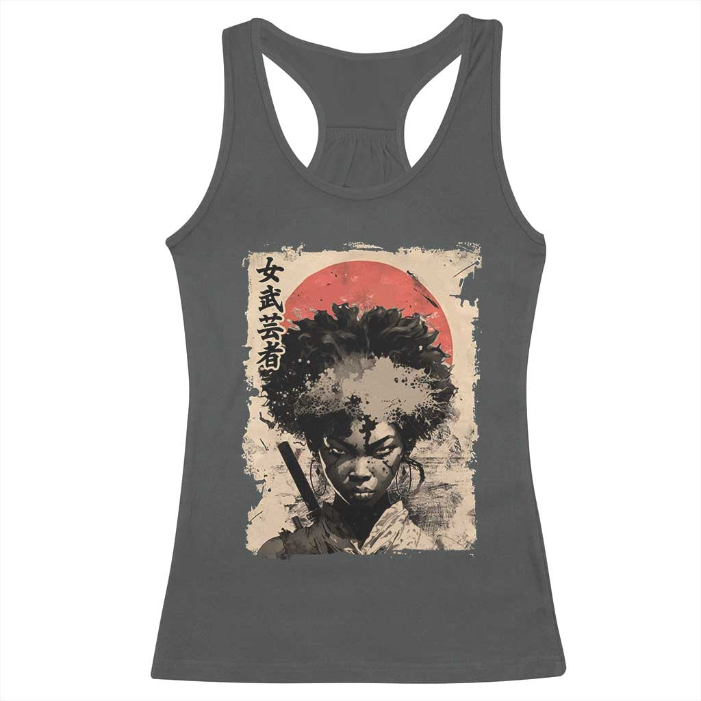 African American Female Samurai Warrior Racerback Tank Top Japanese Art Black Onna Bugeisha