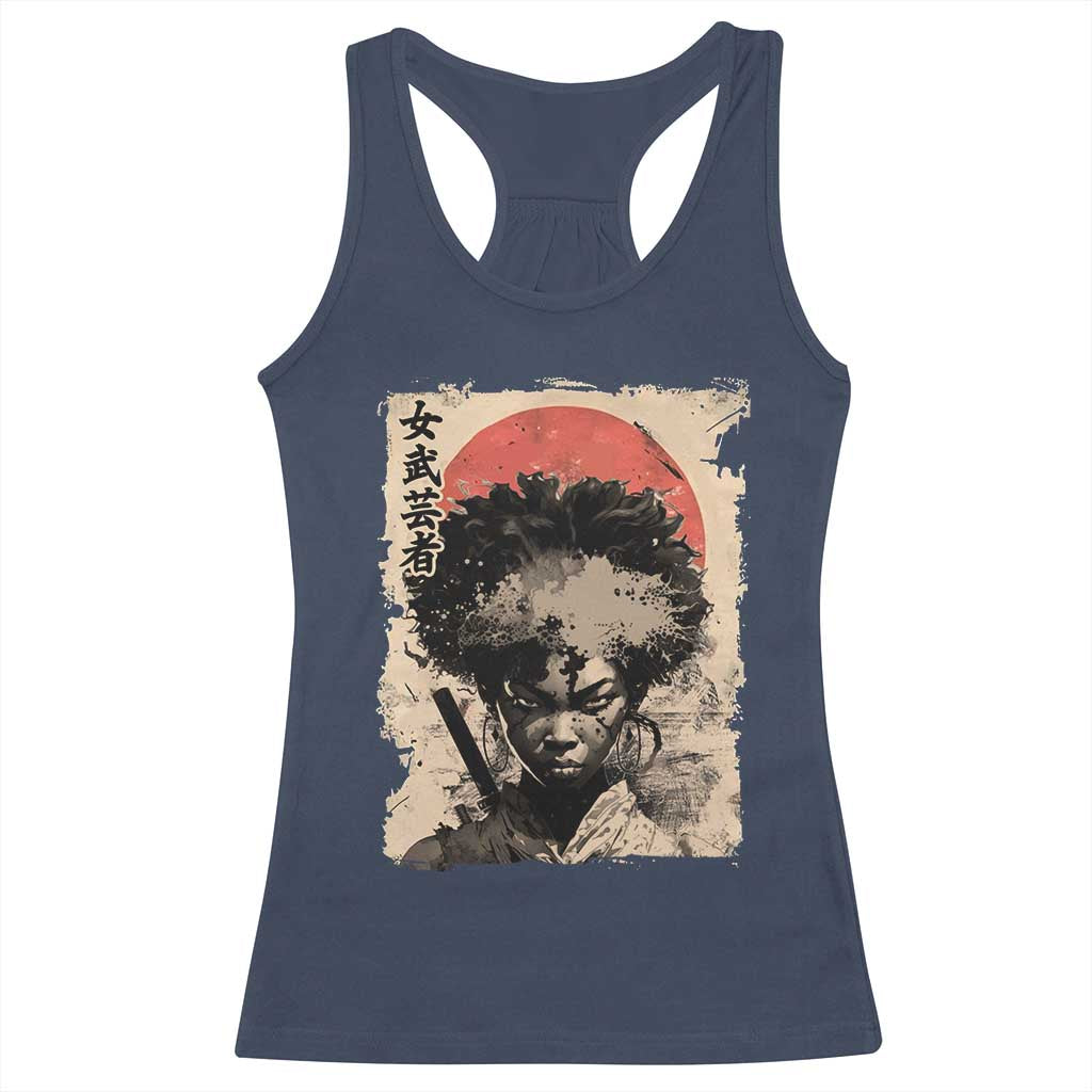 African American Female Samurai Warrior Racerback Tank Top Japanese Art Black Onna Bugeisha