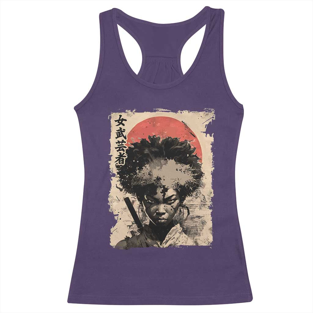 African American Female Samurai Warrior Racerback Tank Top Japanese Art Black Onna Bugeisha