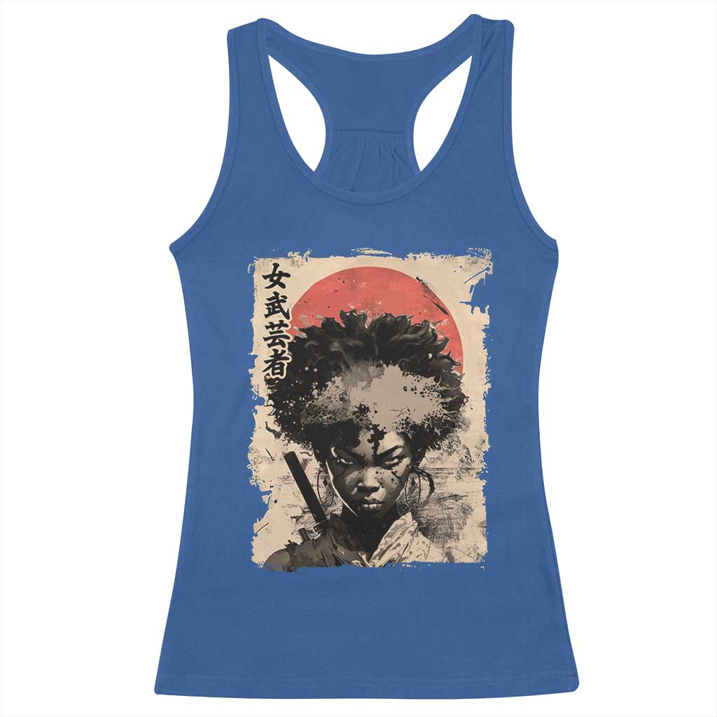 African American Female Samurai Warrior Racerback Tank Top Japanese Art Black Onna Bugeisha