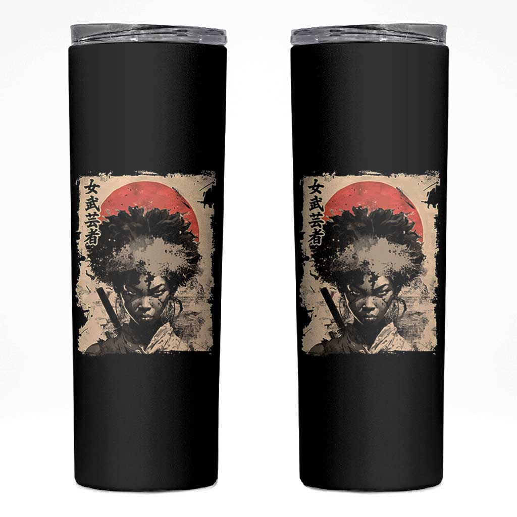 African American Female Samurai Warrior Skinny Tumbler Japanese Art Black Onna Bugeisha