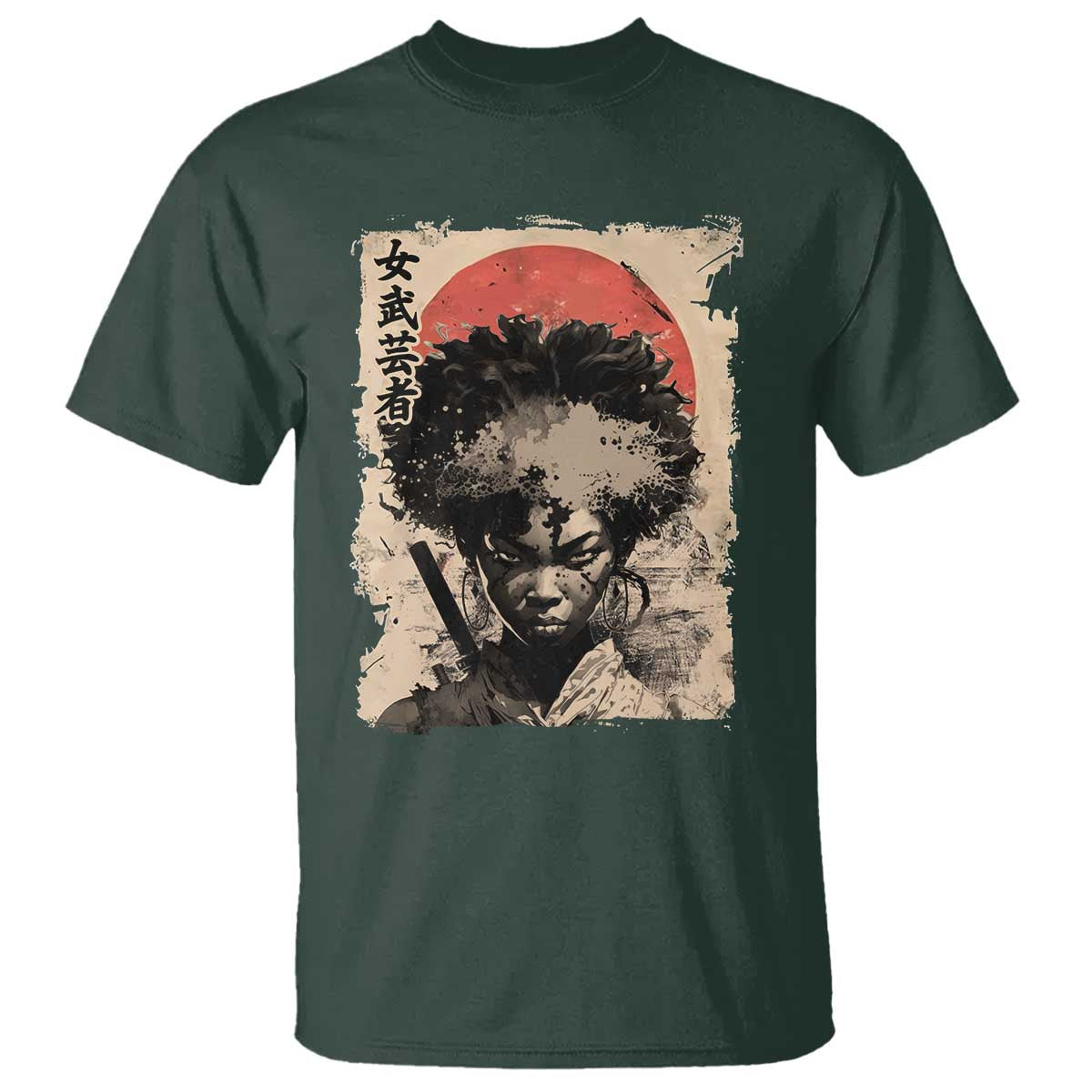 African American Female Samurai Warrior T Shirt Japanese Art Black Onna Bugeisha