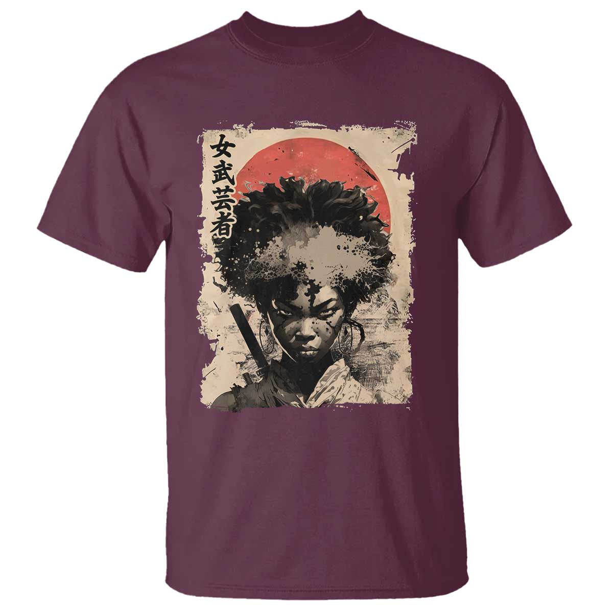 African American Female Samurai Warrior T Shirt Japanese Art Black Onna Bugeisha
