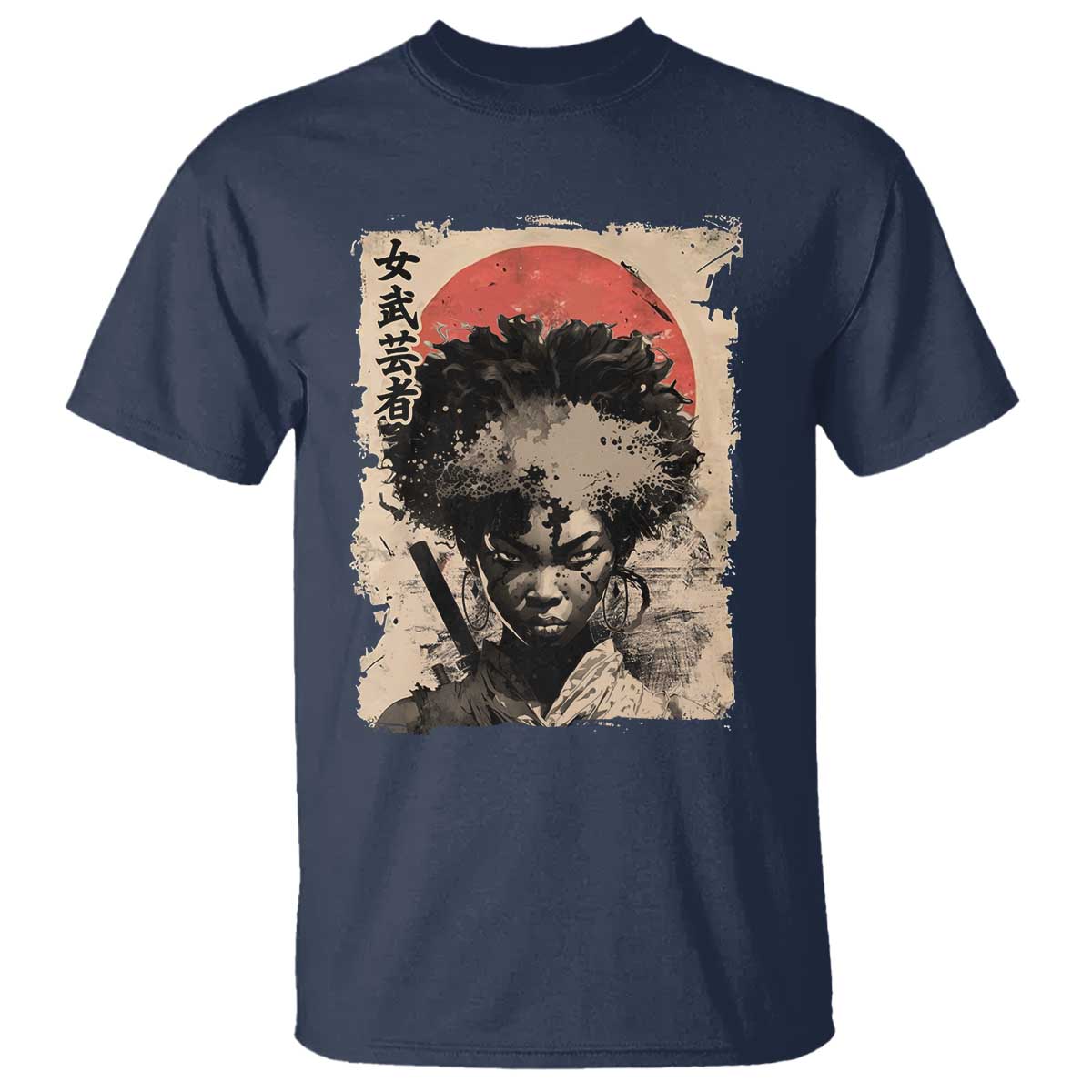 African American Female Samurai Warrior T Shirt Japanese Art Black Onna Bugeisha