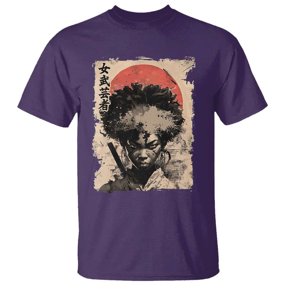 African American Female Samurai Warrior T Shirt Japanese Art Black Onna Bugeisha
