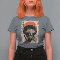 African American Female Samurai Warrior T Shirt For Women Japanese Art Black Onna Bugeisha