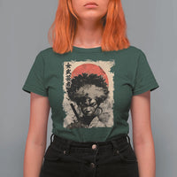 African American Female Samurai Warrior T Shirt For Women Japanese Art Black Onna Bugeisha