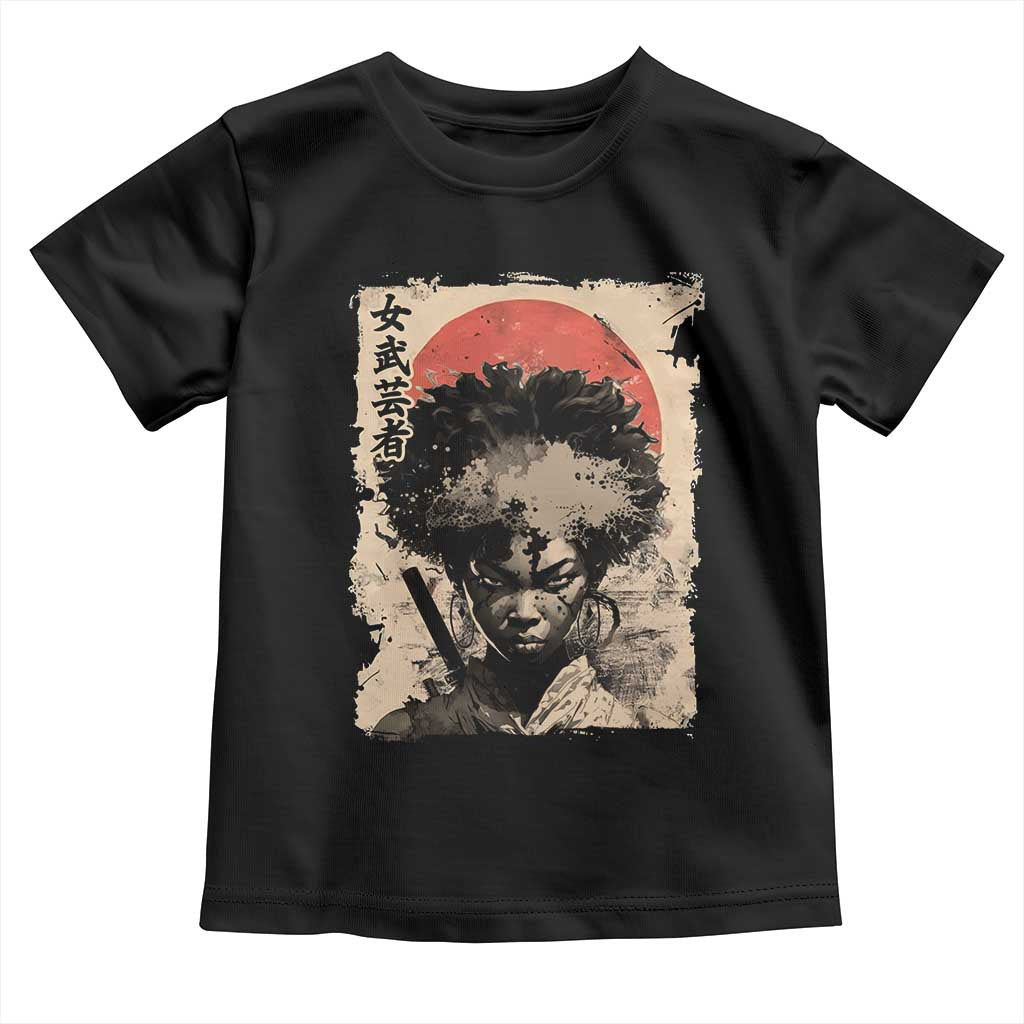 African American Female Samurai Warrior Toddler T Shirt Japanese Art Black Onna Bugeisha