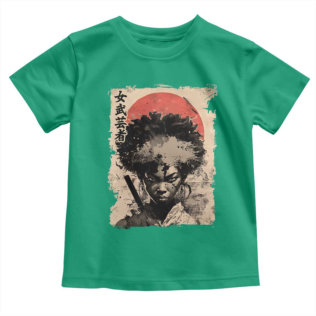 African American Female Samurai Warrior Toddler T Shirt Japanese Art Black Onna Bugeisha
