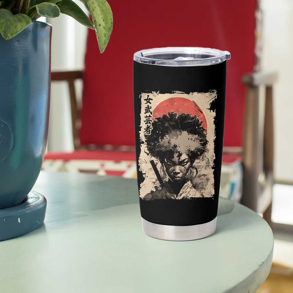 African American Female Samurai Warrior Tumbler Cup Japanese Art Black Onna Bugeisha