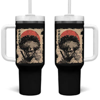 African American Female Samurai Warrior Tumbler With Handle Japanese Art Black Onna Bugeisha