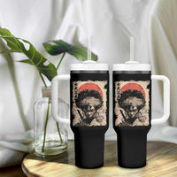 African American Female Samurai Warrior Tumbler With Handle Japanese Art Black Onna Bugeisha