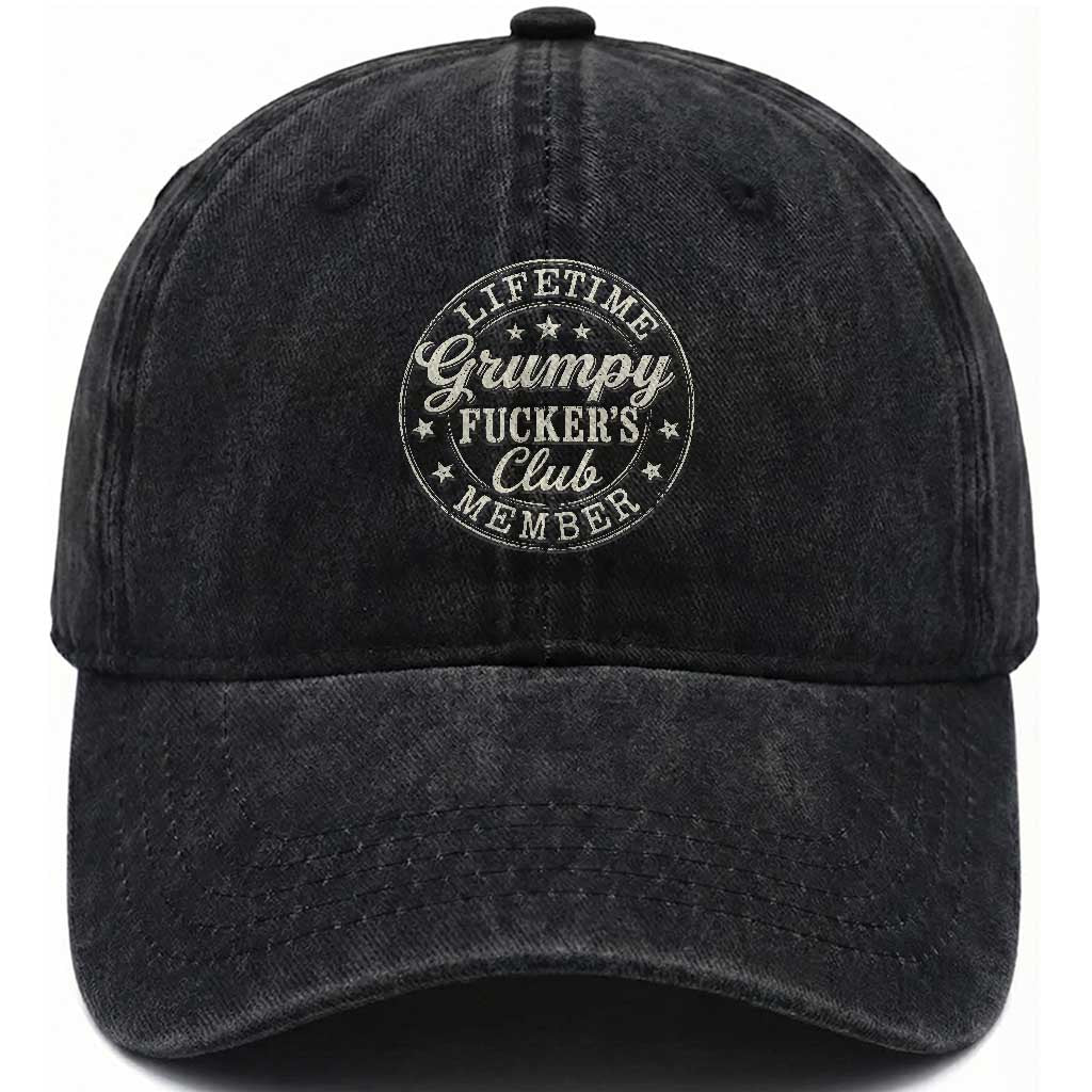 Grumpy Fucker's Club Lifetime Member Washed Cotton Baseball Cap