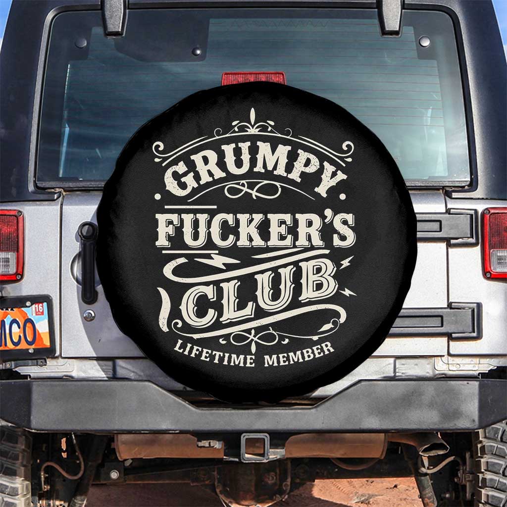 Grumpy Fucker's Club Lifetime Member Spare Tire Cover Funny Sarcastic