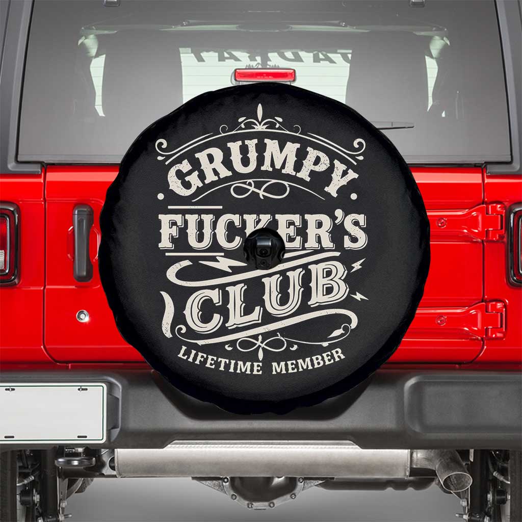 Grumpy Fucker's Club Lifetime Member Spare Tire Cover Funny Sarcastic