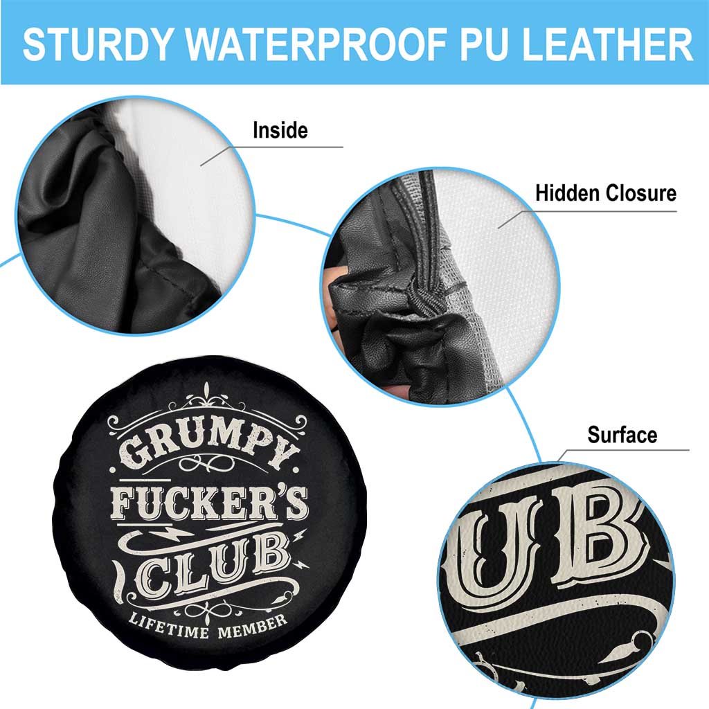 Grumpy Fucker's Club Lifetime Member Spare Tire Cover Funny Sarcastic