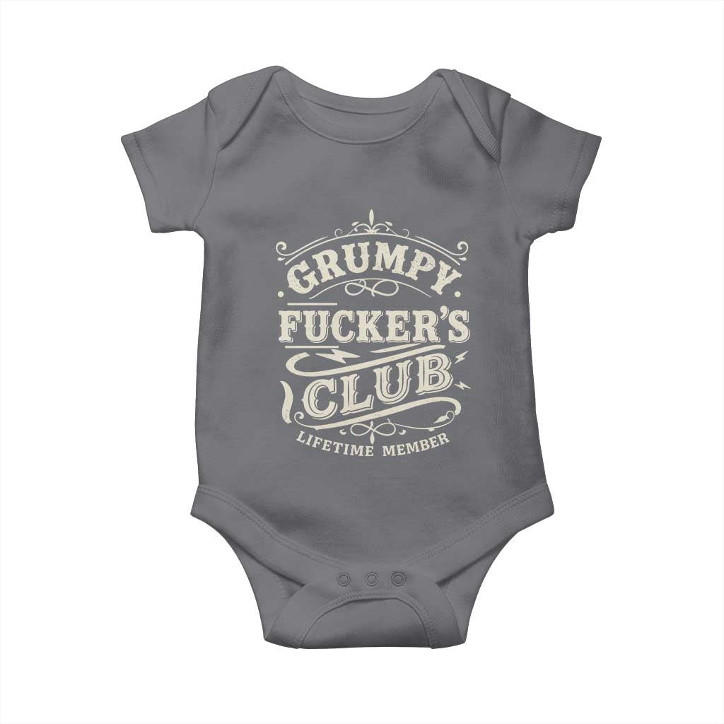Grumpy Fucker's Club Lifetime Member Baby Onesie Funny Sarcastic