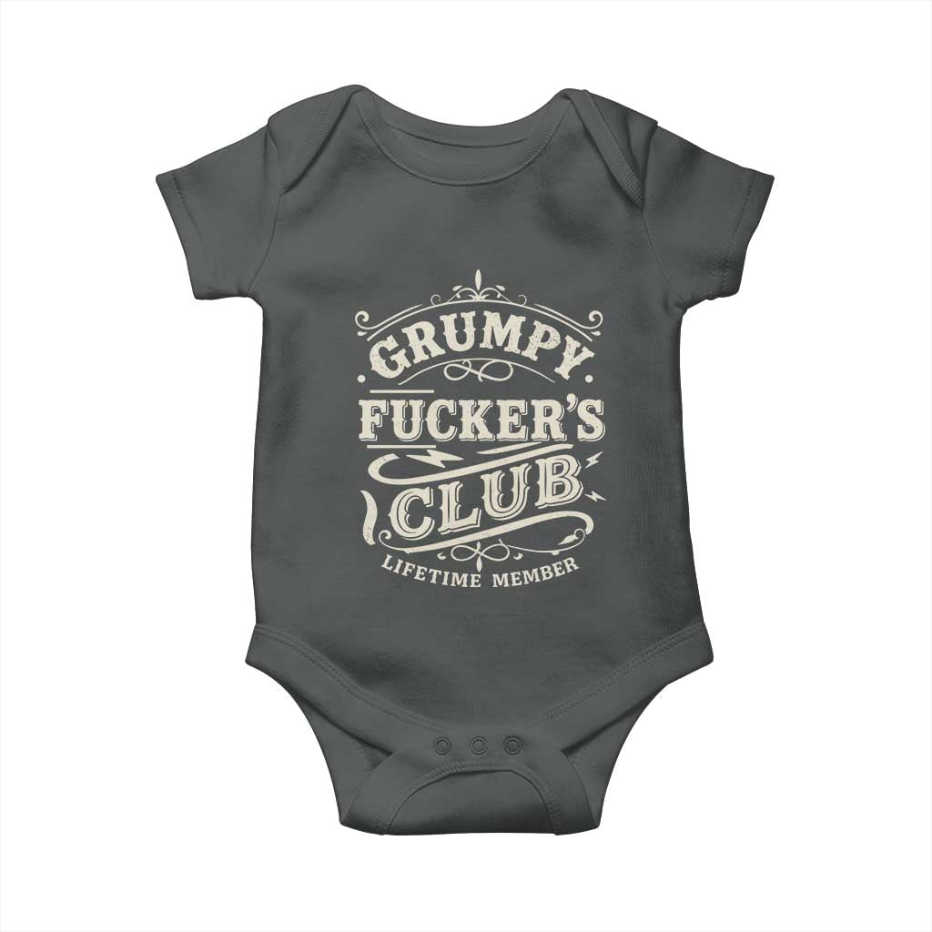Grumpy Fucker's Club Lifetime Member Baby Onesie Funny Sarcastic